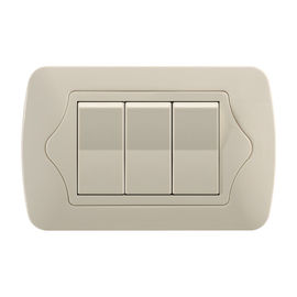 Double Plate 3 Gang 2 Way Switch Ivory Color With Copper Parts And Silver Contact